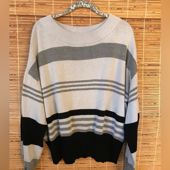 Lucky Brand Sweaters - Lucky Brand Womens Striped Sweater Off White Black and Gray Size LG